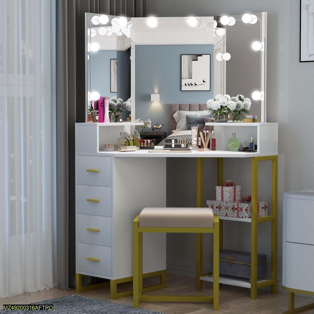 Rechargeable Vanity Mirror with LED Lights White ABS