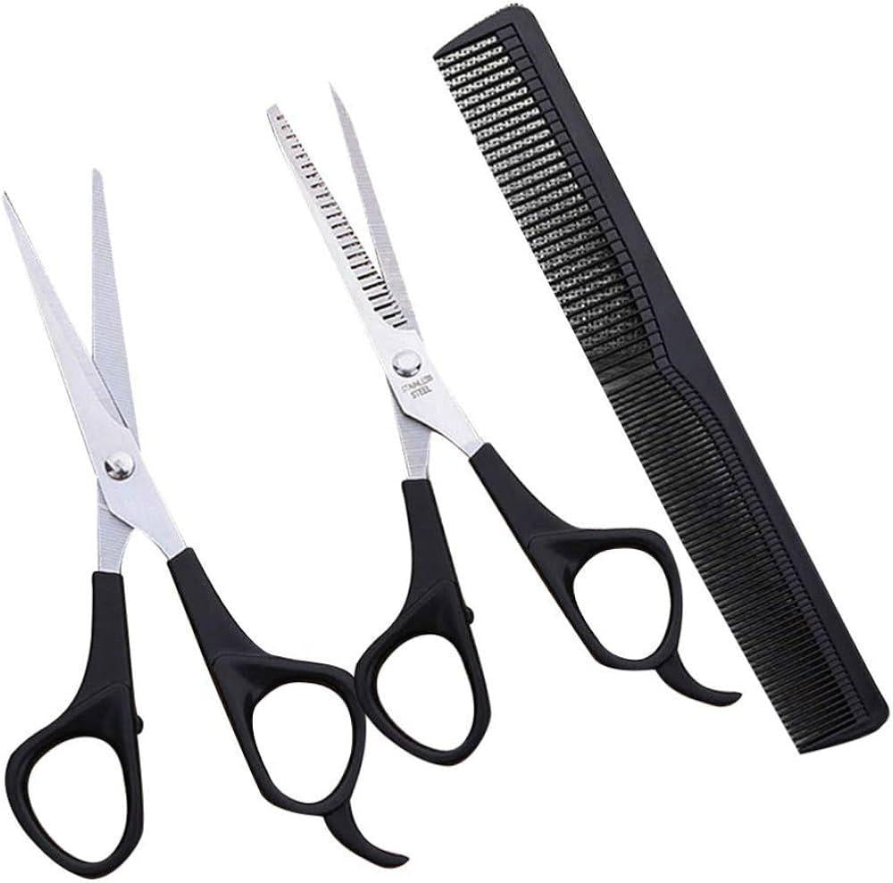 Stainless Steel Hair Cutting Set Black Ergonomic
