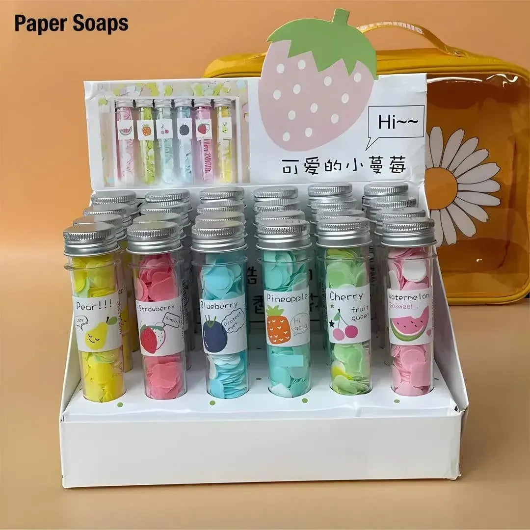 Multicolor Scented Paper Soaps ABS Plastic Travel Kit