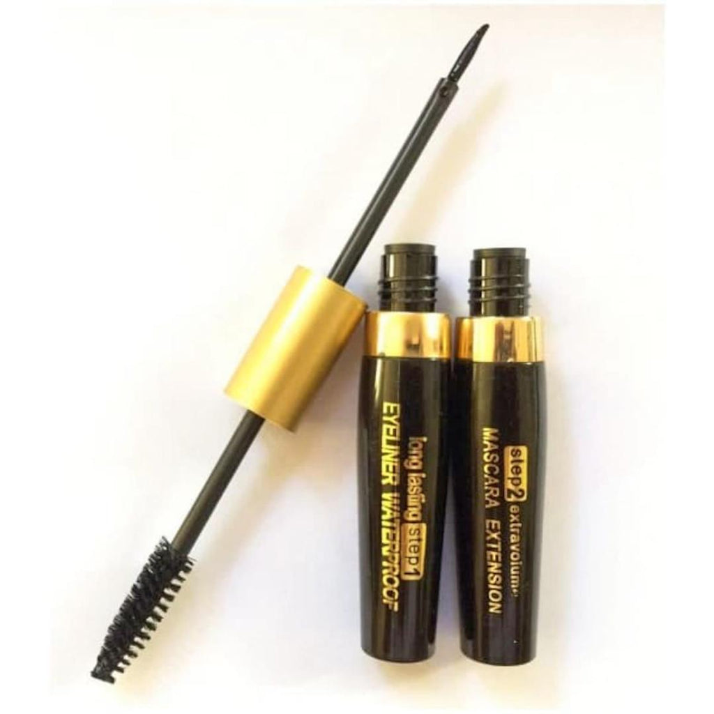 Premium Waterproof Eyeliner Mascara Dual End Brush Black Gold