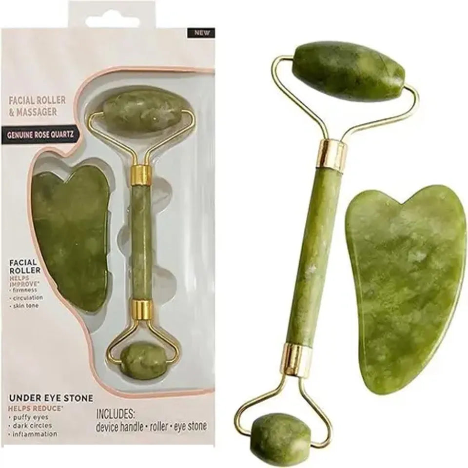 Flawless Jade Roller With Guasha Stone Marble Stone Stimulates healthier skin | Skin Care Jade Roller