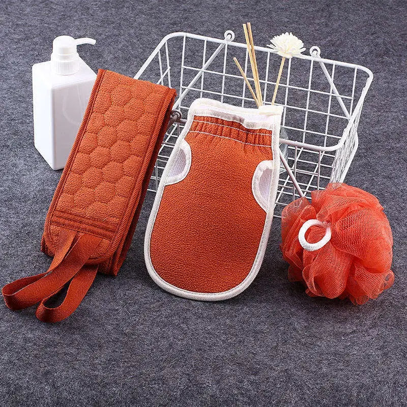 3 in 1 Bath Care Set – Bath Mitt, Exfoliating Back Scrubber & Shower Loofah Sponge | Soft Body Cleaning Kit
