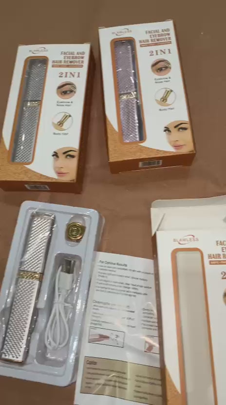 Updated Design 2-in-1 Flawless Eyebrow Trimmer | USB Rechargeable 2in1 Flawless Trimmer With Wire & Cleaning Brush | Eyebrow & Upper Lips Trimmer For Women (Rechargeable)